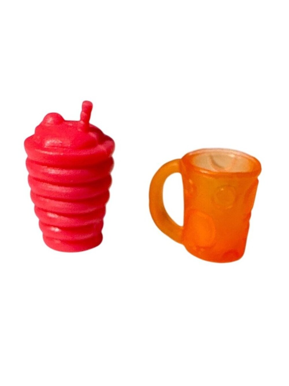 Miniature Red Smoothie & Orange Mug Plastic Accessories For Dollhouse